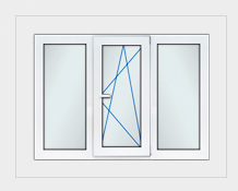 2) окно 3-х створчатое центральная створка п/о