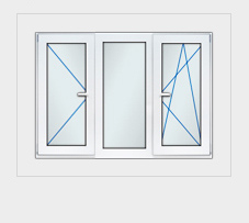 5) окно 3-х створчатое 1 створка п/о 2 глухая 3 створка пов.